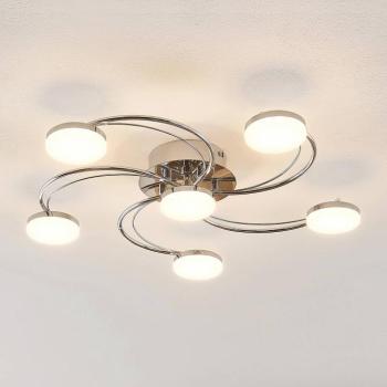 Lindby LED mennyezeti lámpa Rouven, spirál alakú, 6 lámpás, szürke kép