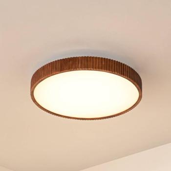 Lindby LED mennyezeti lámpa Velua, fehér/sötét fa, CCT, Ø 50 cm kép
