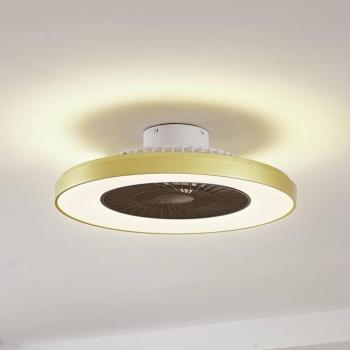 Lindby LED mennyezeti ventilátor Teleo, sárgaréz, DC, csendes, Tuya kép