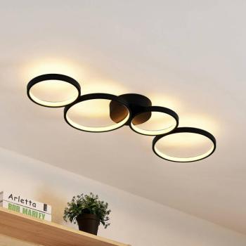 Lindby LED mennyezeti világítás Evengeline, fekete, alumínium, 88 cm kép