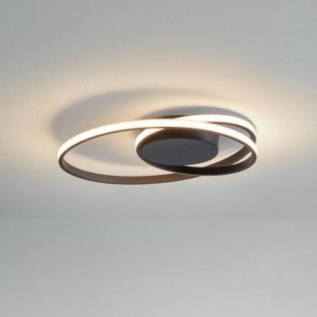 Lindby LED mennyezeti világítás Youna, fekete, alumínium, 39 cm, dimmelhető kép