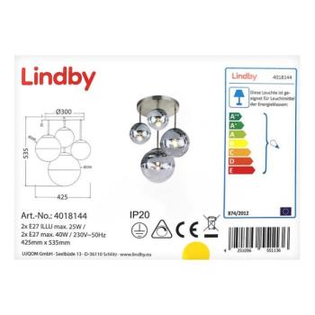 Lindby Lindby RAVENA mennyezeti lámpa 2xE27/40W + 2xE27/25W/230V  kép