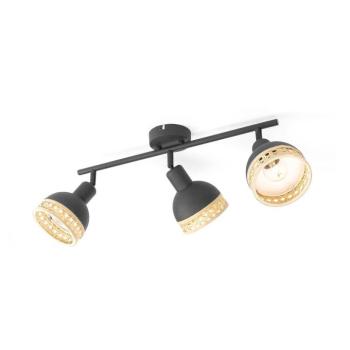 Lindby Lonnaris spotlámpa, rattan, 3-lámpás, hosszúkás kép