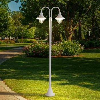 Lindby Madea kültéri lámpa, fehér, 2-lámpás, 213 cm, E27, IP44 kép