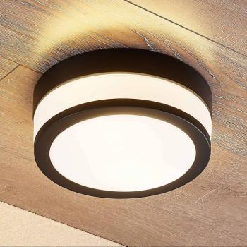 Lindby mennyezeti lámpa Flavi, Ø 23 cm, fekete, üveg, IP44, E27 kép