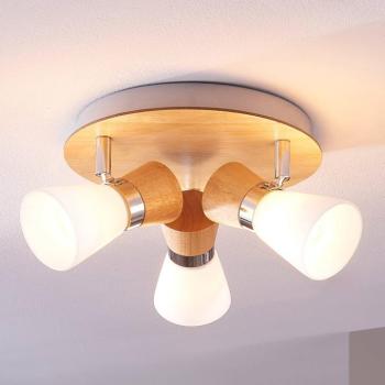 Lindby mennyezeti lámpa Vivica, Ø 26 cm, króm, üveg, fa kép