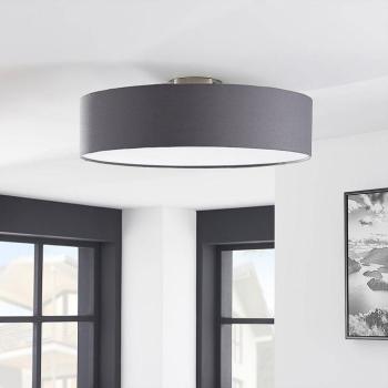 Lindby mennyezeti világítás Sebatin, Ø 50 cm, szürke, szövet, E27 kép