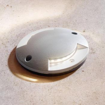 Lindby Nandita LED-es padlóbeépített lámpa, Ø 10 cm, ezüst, IP65 kép