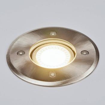 Lindby padlóba süllyesztett spotlámpa Insa, Ø11cm, rozsdamentes acél, GU10, IP67 kép