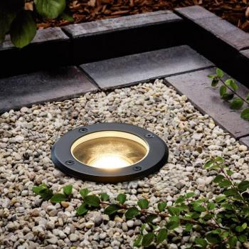 Lindby padlósüllyesztett lámpa Cliff, Ø 13 cm, kerek, fekete kép