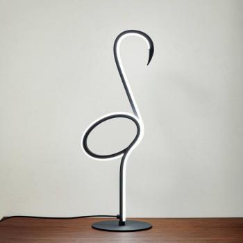 Lindby Pajaro LED-es asztali lámpa, 49cm, fekete, alumínium, flamingó, flamingó kép
