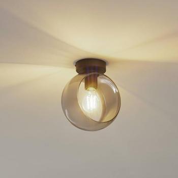 Lindby Roton mennyezeti lámpa, szürke/fekete, üveg, Ø 20 cm kép