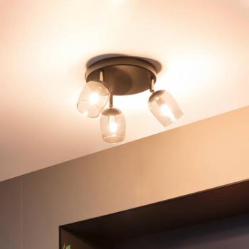 Lindby Spot Katjana, 3-lámpás, Ø 20 cm, füstölt üveg kép