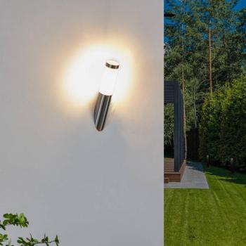 Lindby Statius kültéri fali lámpa, szürke, rozsdamentes acél, 40 cm kép