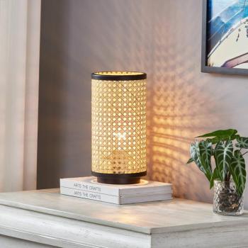 Lindby Yaelle asztali lámpa, 30 cm magas, rattan, fekete, E27 kép