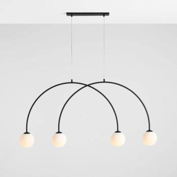 Lógó lámpa Alison, fekete/fehér, 4 izzós, íves, 129 cm kép