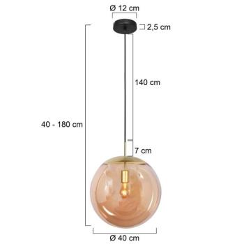 Lógó világítás Bollique, sárgaréz, Ø 40 cm, üveg, 1 izzó, gömb kép