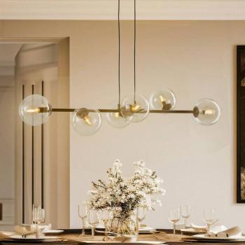 Lógó világítás Glassy, 6 izzós, fekete, átlátszó, üveg, 110 cm kép