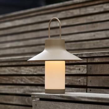 LOOM DESIGN LED-es újratölthető asztali lámpa Shadow Large, bézs, IP65 kép
