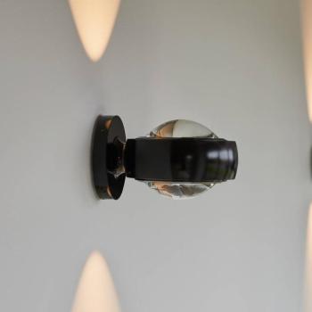 LOOM DESIGN LED fali lámpa Optic, fekete alumínium Ø 12 cm kép