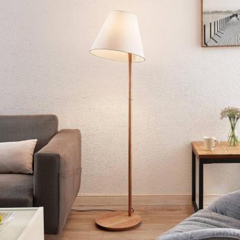Lucande állólámpa Jinda, fehér, fa, szövet, 160 cm, E27 kép