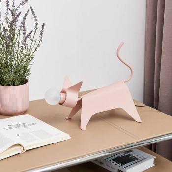 Lucande asztali lámpa Idalina, macska, rózsaszín, vas, 38 cm kép
