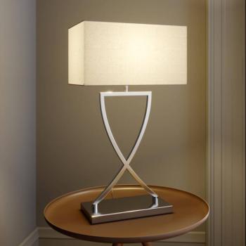 Lucande Evaine asztali lámpa, króm/fehér, fém, 66 cm, E27 kép