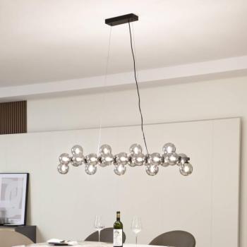 Lucande függőlámpa Naelen, fekete/szürke, 125 cm, üveg, G9 kép