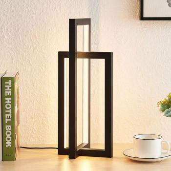 Lucande LED asztali lámpa Hylda, magasság 42 cm, fekete, alumínium kép