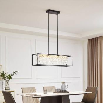 Lucande LED-es függesztett lámpa Kassi, fekete, vas, fényerőszabályzó, 90 kép