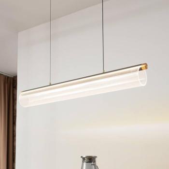 Lucande LED-es függőlámpa Alania, átlátszó, fém, 86.5cm kép