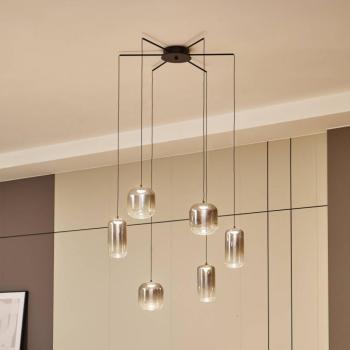 Lucande LED-es függőlámpa Avelina, füstszürke, 6 lámpás kép