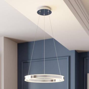 Lucande LED-es függőlámpa Lyani, Ø 50 cm, króm, fényerőszabályzóval, dimmelhető kép