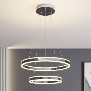 Lucande LED-es Lyani függőlámpa, 60 cm, 2 lámpás, króm, fényerőszabályzóval, kép