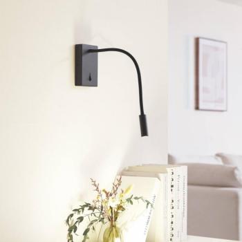 Lucande LED-es olvasólámpa Hetti, fekete, fém, 14 cm magas kép