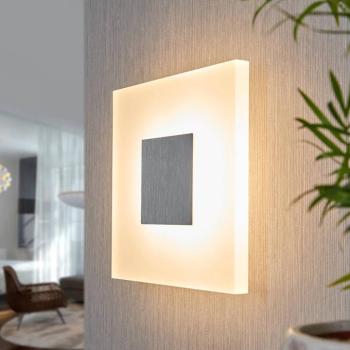 Lucande LED fali lámpa Berlind, 26 cm, fehér, üveg, fém kép