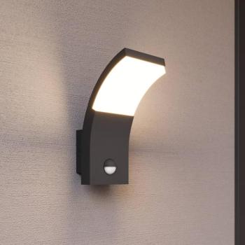 Lucande LED fali világítás Timm, érzékelő, 20cm, antracit, IP54 kép