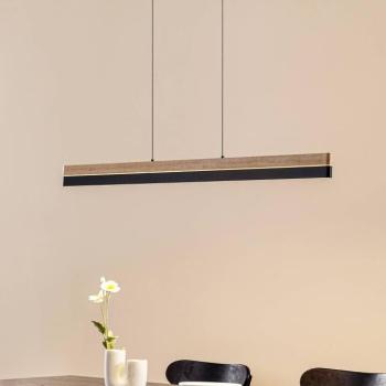 Lucande LED függő világítás Holven, fa, CCT, hossz 113 cm kép