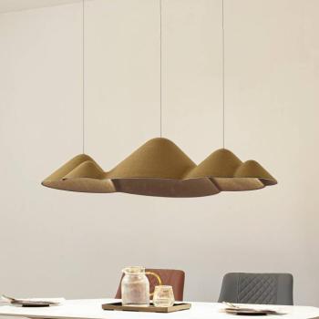 Lucande LED függőlámpa Beutlin, zöld, filc, fényerőszabályzó kép