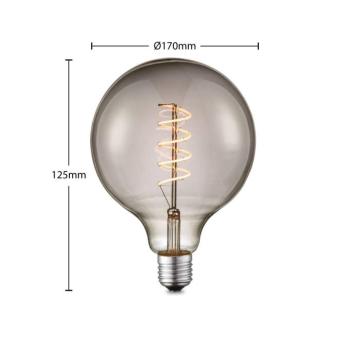 Lucande LED izzó E27 G125 4 W füst 1,800 K dimmelhető kép