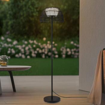 Lucande LED kültéri állólámpa Heribio, fekete, vas, 153 cm kép