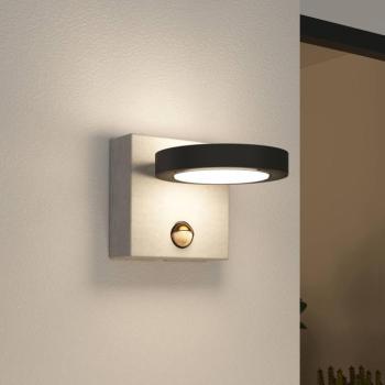 Lucande LED kültéri fali lámpa Belna, beton, érzékelő, IP54 kép