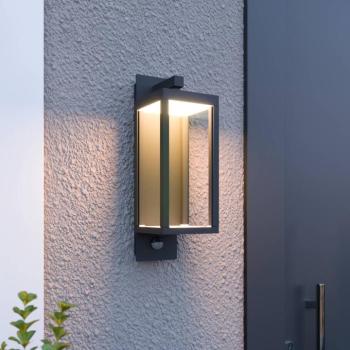 Lucande LED kültéri fali lámpa Ferdinand, szenzor, szürke, 38 cm kép