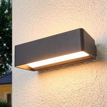 Lucande LED kültéri fali lámpa Midvig, sötétszürke, szögletes, IP65 kép