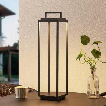 Lucande LED kültéri lámpa Elaja, fekete, újratölthető akkumulátor, USB, kép