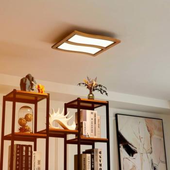 Lucande LED mennyezeti lámpa Joren, 48 cm hosszú, fa, 2-lámpás, 48 cm-es kép