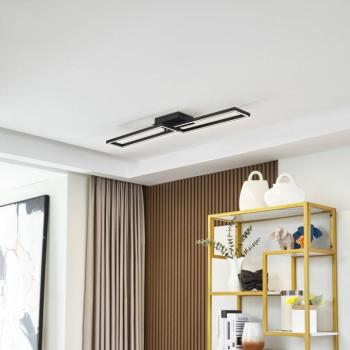 Lucande LED mennyezeti lámpa Tjado, 100 cm hosszú, fekete, fém kép