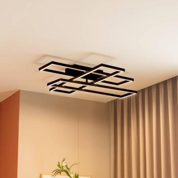 Lucande LED mennyezeti lámpa Tjado, 94 cm hosszú, fekete, fém kép