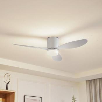 Lucande LED mennyezeti ventilátor Kayu, fehér, egyenáramú, csendes, Ø 132 cm kép