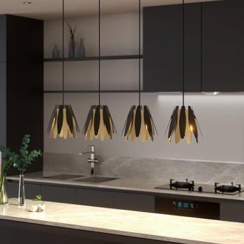 Lucande Lounit függő lámpa, fekete-arany, 4 izzós kép